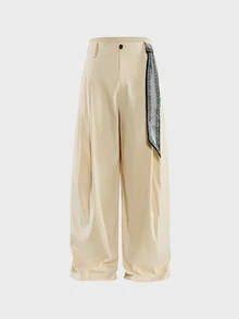 AXEPEAK Men's Pleated Design Wide Leg Loose Fit Long Pants - Apricot - View 6