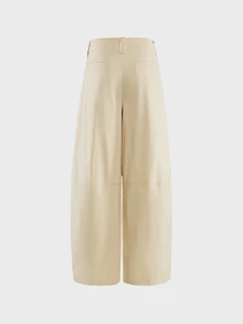 AXEPEAK Men's Pleated Design Wide Leg Loose Fit Long Pants - Apricot - View 3