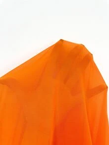 Orbivine Gaun Tanpa Lengan Model Cami Ukuran Plus Wanita Warna Oranye dengan Hem Bergelombang - Jeruk - View 5