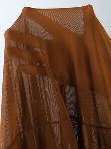 Swim Oasis Plus Size Brown Adjustable Spaghetti Strap V-Neck Ruched Waist Twist Knot Long Maxi Skirt Elegant Casual Beach Holiday Summer One-Piece Swimsuit Women - Brown - View 6