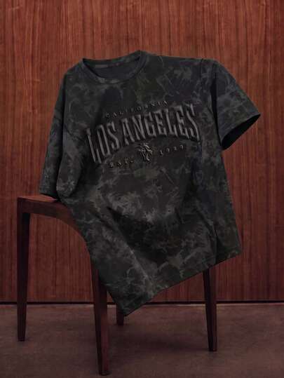 Manfinity Joysei Men's Letter Print Round Neck Casual Short Sleeve T-Shirt, Summer