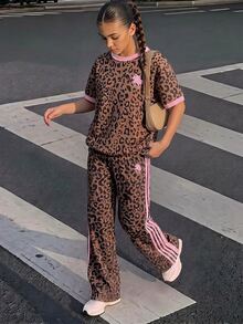SHEIN Teen Girls Summer Crew Neck Short Sleeve T-Shirt And Casual Cargo Pants 2 Pieces Set, Summer Outfit Set For Teen Girls - Multicolor - View 4