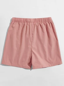 Mainfolk Men's Loose Fit Letter Patched Drawstring Shorts - Coral Pink - View 3
