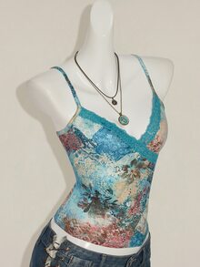 SHEIN ICON 复古花卉印花无袖吊带上衣，夏季休闲 - 彩色 - 查看 12