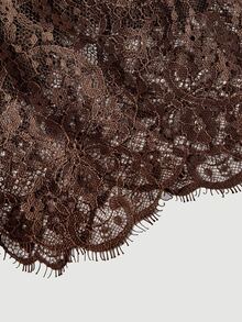 SHEIN MOD Plus Size Autumn/Winter Brown Lace Patchwork Knit Skirt, Elegant Commute Outfit, Urban Chic, Old Money Style - Brown - View 3