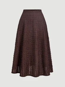 SHEIN MOD Plus Size Vintage Brown Mock Neck Two Pieces Set, Autumn/Winter Casual Home & Vacation Exclusive Outfit, Spring/Summer Vintage Style, Daily Casual Wear - Brown - View 9