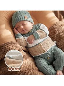 Loomiva Newborn Baby Sweater Onesies - Green - View 1
