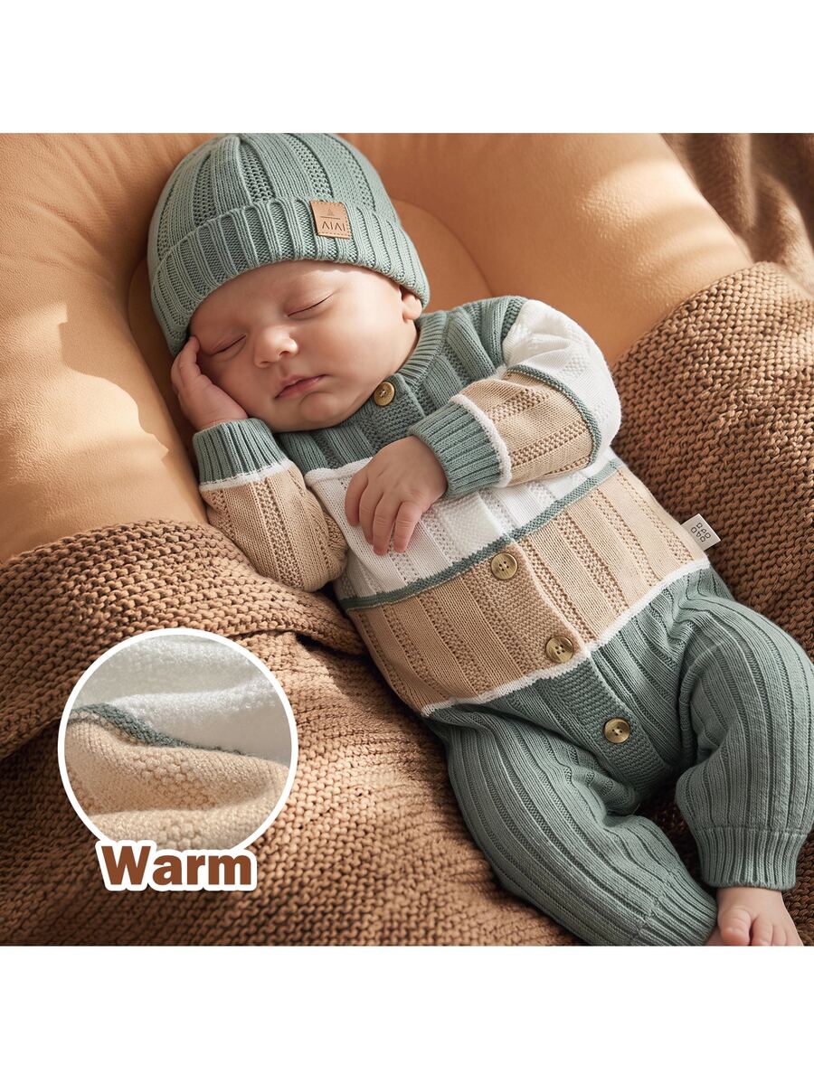 Loomiva Newborn Baby Sweater Onesies - Green - View 1