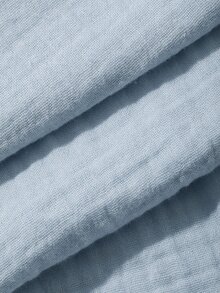 DAZY Soft Blue Cotton Pleated Ruffle Design Loose Women Pajama Set - Baby Blue - View 9