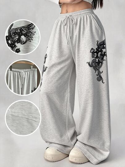 Comfortcana Plus Size Women's Casual Baggy 90s Long Sweatpants, Minimalist Fashion, Graduation Season, Female Teacher Attire, Beach Formal Vacation Gray