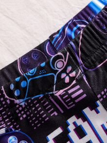 5 Sets Randomly Sent 1 Set]Boys Long Sleeve Long Pants Slim Fit New Arrival Popular Elements Game Console English Letters Headphones Game Console And Other Cool Element Pattern Print Suitable For Boys To Wear Pajamas Homewear Set - Multicolor - View 6