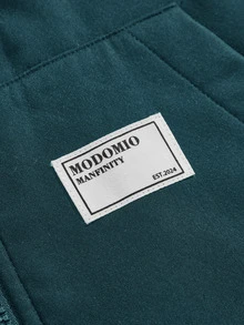 Manfinity RebelGame Men's Loose Drop Shoulder Casual Zip-Up Hooded Fleece Jacket, Suitable For Autumn, Letter - Dark Green - View 5