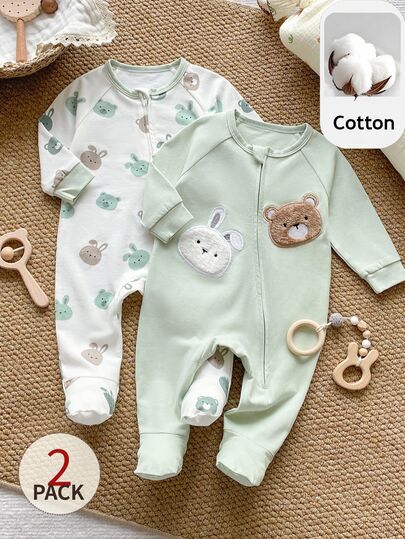 PrepCrw 2 piezas body de manga larga con cuello redondo, tejido suave de punto, patrón de oso de dibujos animados, estilo minimalista, cómodo y a la moda, para bebé recién nacido niño o niña, ropa de casa, adecuado para interior/exterior, uso diario, juego, fiesta, foto, vacaciones, Halloween, Navidad, otoño/invierno