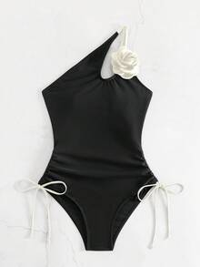 Swim SXY Women One-Pieces Appliques Memotong Kolor - Hitam dan Putih - View 4