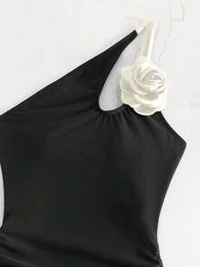 Swim SXY Women One-Pieces Appliques Memotong Kolor - Hitam dan Putih - View 5