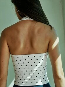 Aralina 休閒運動女款 V 領掛脖健身運動上衣 - 黑與白 - 查看 4