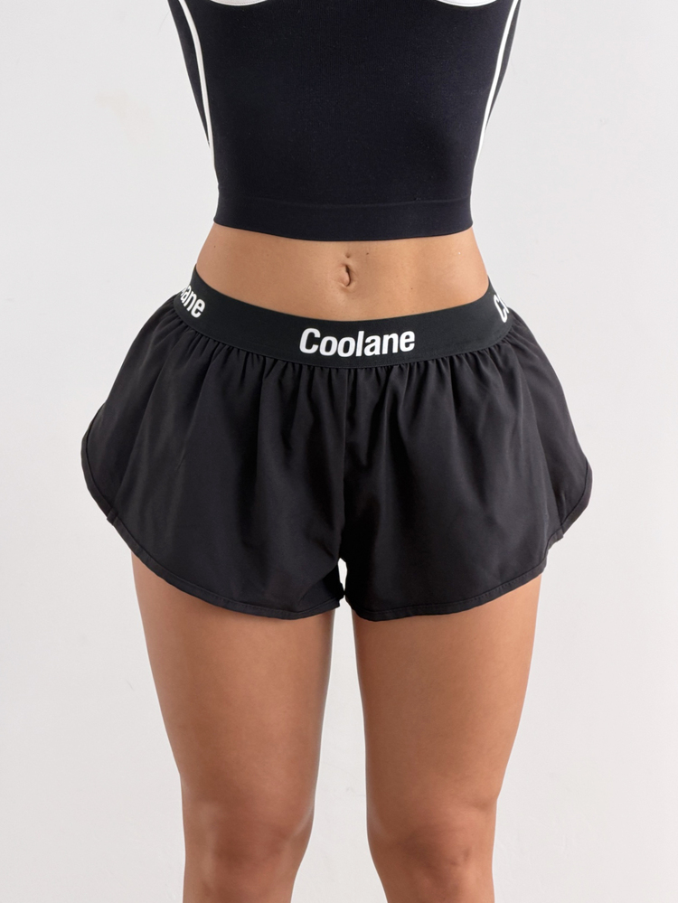 Coolane 女款字母印花休閒日常旅行運動短褲 - 黑色 - 查看 6