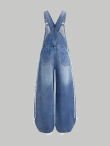 SHEIN Girlism Baju Terusan dan Jumpsuit Denim untuk Remaja Perempuan Kembali ke Sekolah Gaya Cowgirl - Biru - View 2