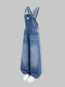 SHEIN Girlism Baju Terusan dan Jumpsuit Denim untuk Remaja Perempuan Kembali ke Sekolah Gaya Cowgirl - Biru - View 6