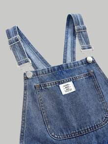 SHEIN Girlism Baju Terusan dan Jumpsuit Denim untuk Remaja Perempuan Kembali ke Sekolah Gaya Cowgirl - Biru - View 3
