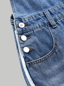 SHEIN Girlism Baju Terusan dan Jumpsuit Denim untuk Remaja Perempuan Kembali ke Sekolah Gaya Cowgirl - Biru - View 4