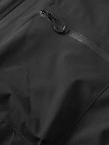 Gym Rark Men's Hooded Softshell Jacket, Lightweight Zipper Hard Shell Coat, Multi-Functional Pockets Outdoor Hiking Camping Windbreaker - Black - View 7