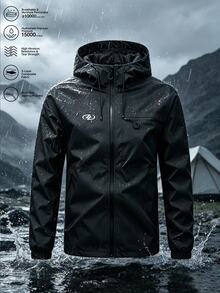 Gym Rark Men's Hooded Softshell Jacket, Lightweight Zipper Hard Shell Coat, Multi-Functional Pockets Outdoor Hiking Camping Windbreaker - Black - View 1