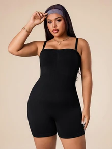 Rhythm Era Plus Size Women Seamless Sports Jumpsuit - Black - View 4