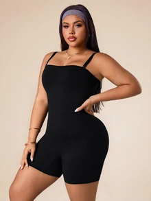 Rhythm Era Plus Size Women Seamless Sports Jumpsuit - Black - View 3
