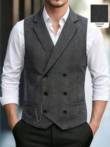 Manfinity Mode صديري رجالي من الصوف بنقشة مربعات بأسلوب "Old Money"، متعدد الاستخدامات للطبقات في الخريف والشتاء، بمظهر ناضج - متعدد الألوان - مشاهدة 1