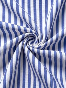 Linhara CURVE Plus-Size Lady's Stylish Striped Casual Autumn Blouse Fall - Blue - View 3