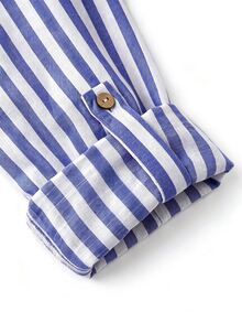 Linhara CURVE Plus-Size Lady's Stylish Striped Casual Autumn Blouse Fall - Blue - View 4