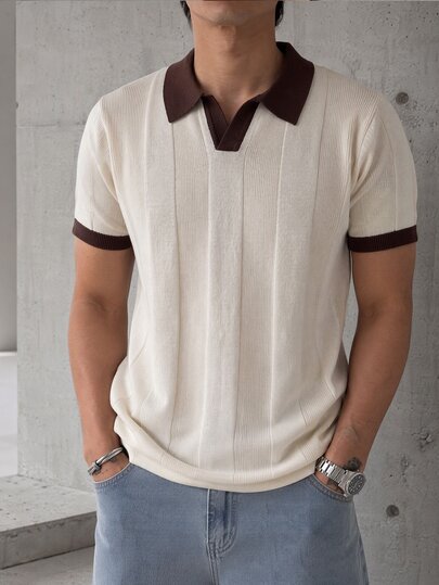 Manfinity CityGents Men's Colorblock Patchwork Short Sleeve Knit Top