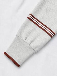 Balvessa Vintage Sporty Grey & White Half-Zip Sweatshirt And Wide-Leg Pants Set - Grey - View 6
