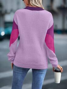 EMERY ROSE Colour Block Chevron Pattern Drop Shoulder Jumper - Multicolor - View 2