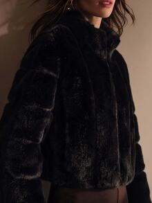 MOTF PREMIUM AUTUMN/WINTER FAUX FUR SHORT JACKET FOR WOMEN - Black - View 2