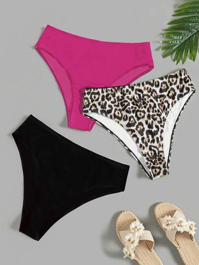 SHEIN Swim Curve 2025 3pcs Celana Renang Wanita Ukuran Plus Motif Bunga Campuran, Untuk Liburan Pantai Musim Panas