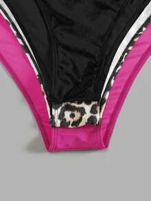 SHEIN Swim Curve 2025 3 件大码女士花卉印花泳裤，适合夏季海滩度假 - 玫紅色 - 查看 4