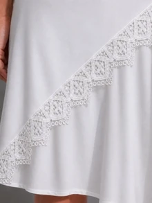 Zerodot Women White Lace Embroidered Asymmetric Elegant Skirt Party Going Out Fall Pre Fall - White - View 8