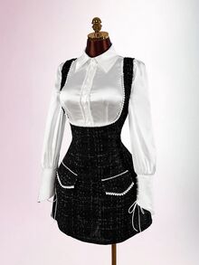 Amplova Women's French Sweet Style Faux Pearl Decorated Blouse - White - View 13