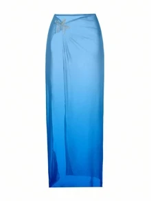 Swim Oasis Plus Size Onepiece Swimsuit, Ombre Blue To Navy Starfish Metal Decor, Simple & Elegant Beach Outfit For Women, Summer - Multicolor - View 8