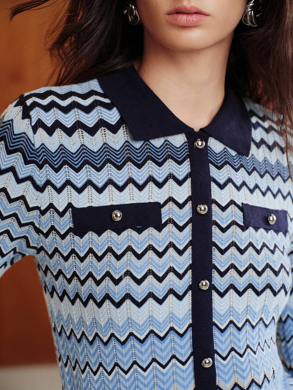Modern Retro Style Long Sleeve Stand Collar Multi-Color Button Commuter Outfit Women's Sweater