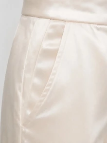 Zerodot Women Off White Satin Elegant Pants Party Going Out Fall Pre Fall - Apricot - View 6