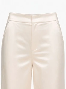 Zerodot Women Off White Satin Elegant Pants Party Going Out Fall Pre Fall - Apricot - View 5