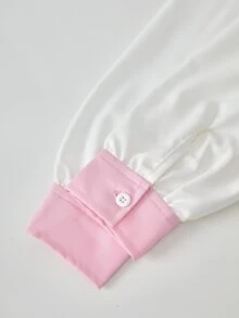 SHEIN 青少年女孩秋季長袖蝴蝶結裝飾洋裝，校服/教堂禮拜裙，開學季與節日穿搭 - 粉色 - 查看 7