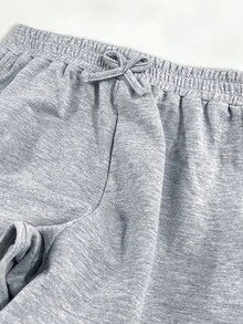 SHEIN Sparklyn Tween Girl Drawstring Waist Casual Versatile Daily Shorts,34%Cotton,High Waist Ribbed Bow Decor Knitted Grey Shorts,Cute,1 Random Piece,Autumn Outfit - Grey - View 8