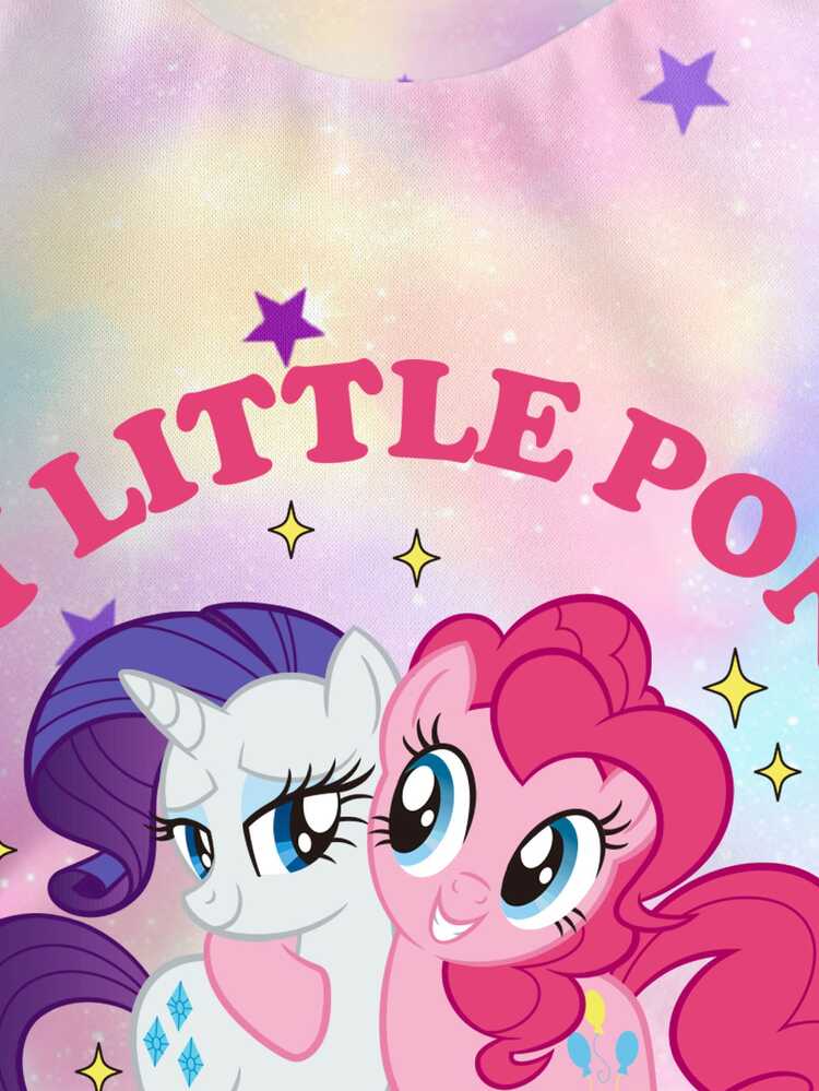 My Little Pony X SHEIN 青少年女孩字母卡通印花長袖休閒運動衫 - 白色 - 查看 4