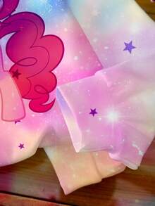 My Little Pony X SHEIN Tween Girl Letter Cartoon Print Long Sleeve Casual Sweatshirt - White - View 6