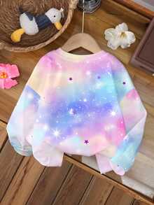 My Little Pony X SHEIN Tween Girl Letter Cartoon Print Long Sleeve Casual Sweatshirt - White - View 2