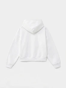 SWAVVY Men's Knit Casual Daily Solid Color Loose Fit Hoodie Sweatshirt, Vintage Y2K Baggy Streetwear, For Holiday - White - View 2